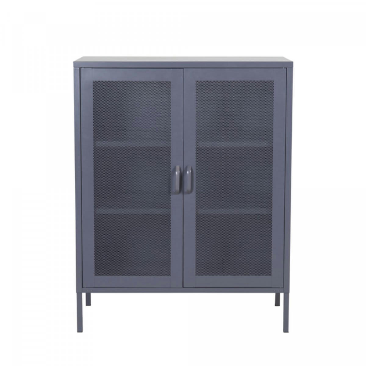 JINKA - Buffet bas industriel 2 portes en métal gris