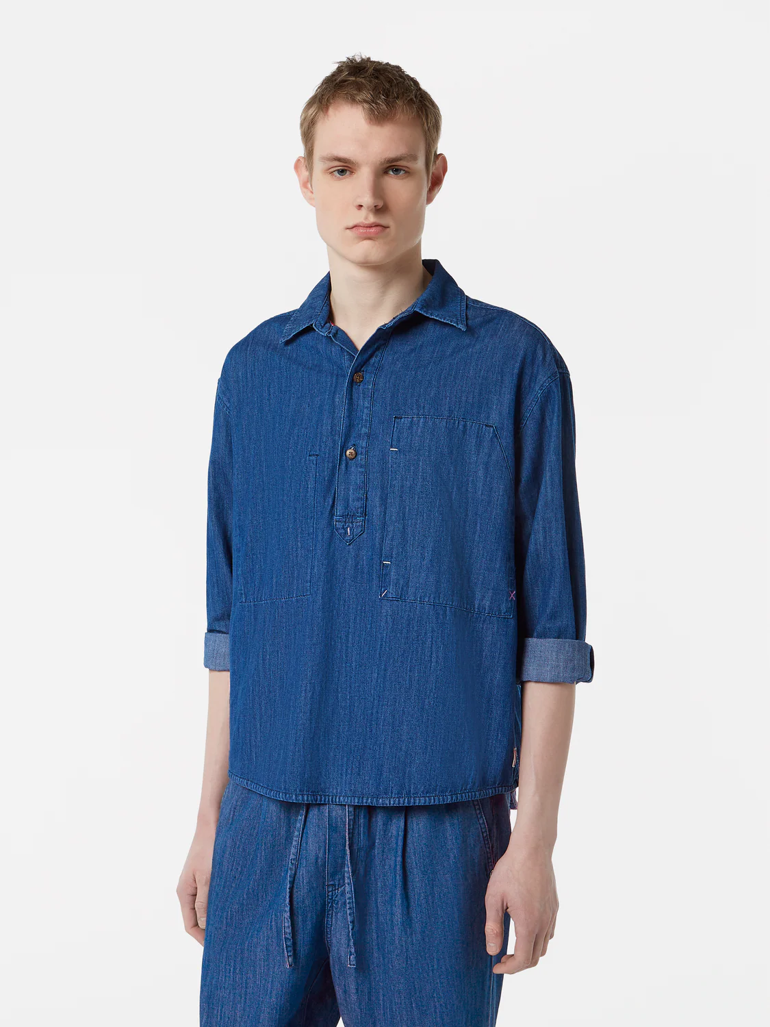 Lightweight Denim Quality Popover Workwear Shirt