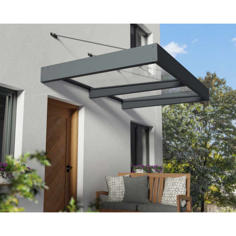 Marquise de porte Sophia XL gris foncé 192 x 140 cm CANOPIA