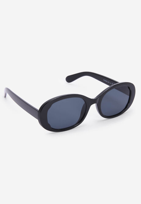 Womens Black Oval Sunglasses