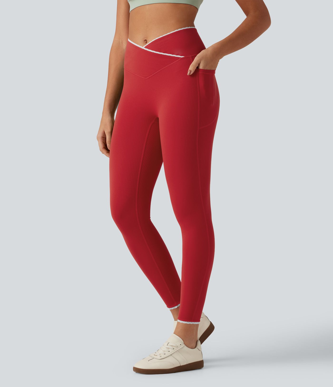 Legging de yoga Halara UltraSculpt™ taille haute croisée color block avec poches