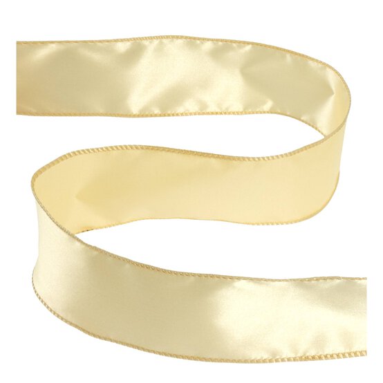 Light Gold Wire Edge Satin Ribbon 63mm x 3m