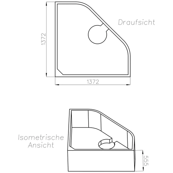 Wannenträger »Lucia«, BxHxL: 137,2 x 55,5 x 137,2 cm, weiß
