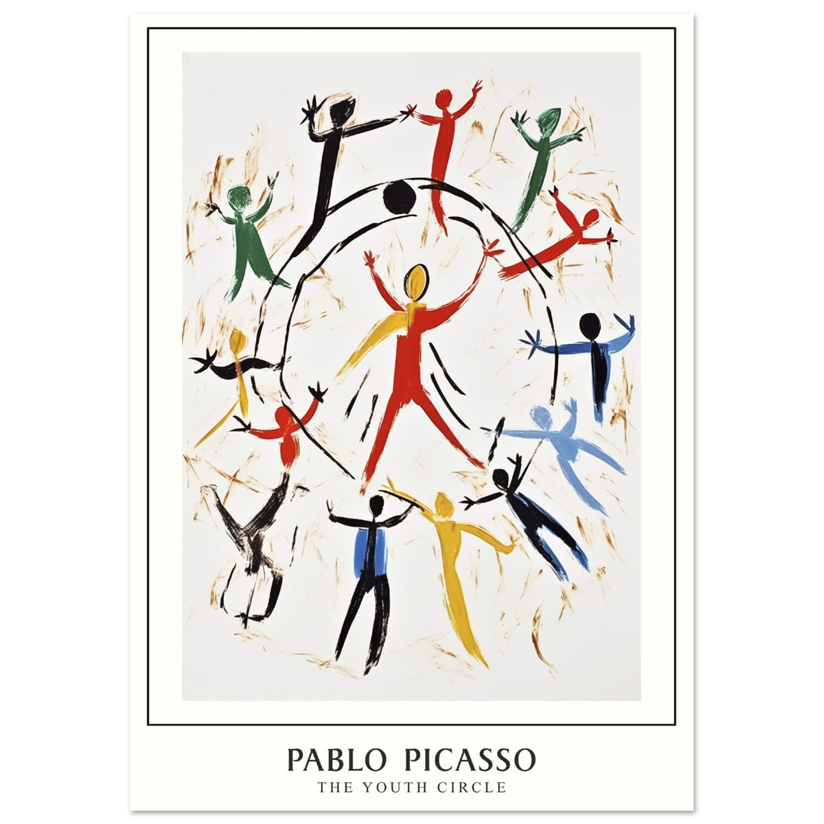 Artfulprints Poster Pablo Picasso - The youth circle  - A4 21x29.7 cm - Meerkleurig