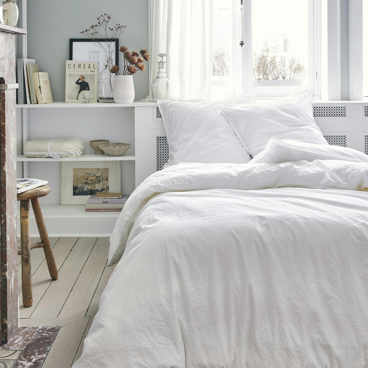 TOUT DOUX - Drap housse en coton  blanc 140x190 Made in France