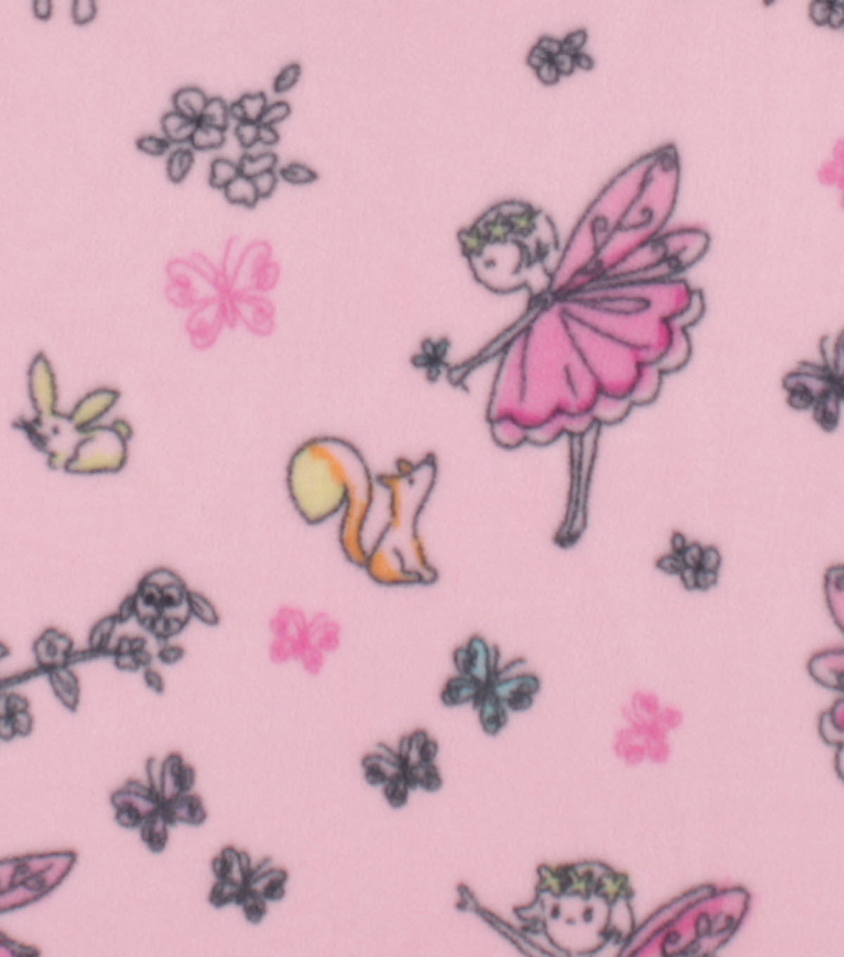 Fairy Princess on Pink Anti Pill Plush Fleece Fabric