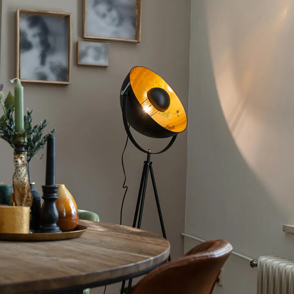 Qazqa tripod lamp magna licht88 zwart e27