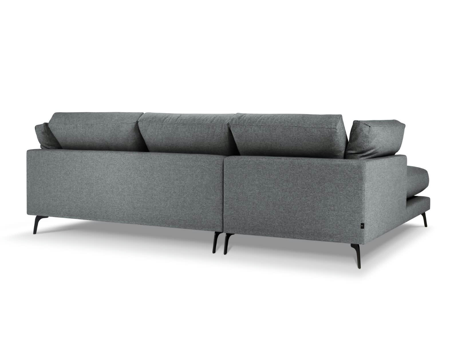 CAMILLE - Canapé D'Angle Gauche 5 places en Tissu Structurel Gris