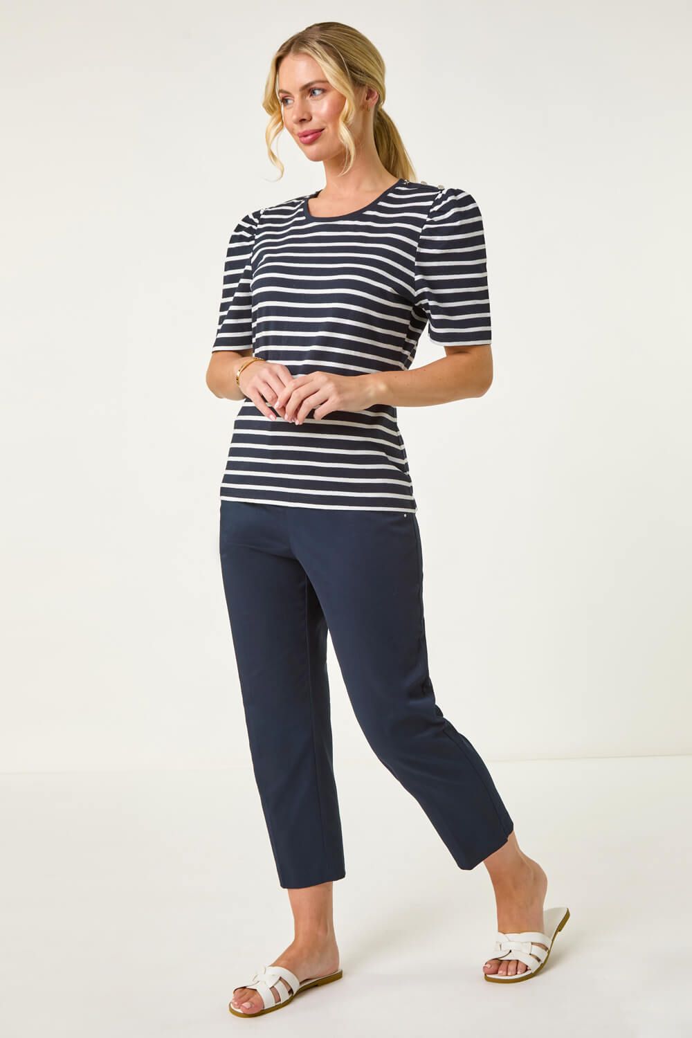 Roman Petite Stripe Ruched Top