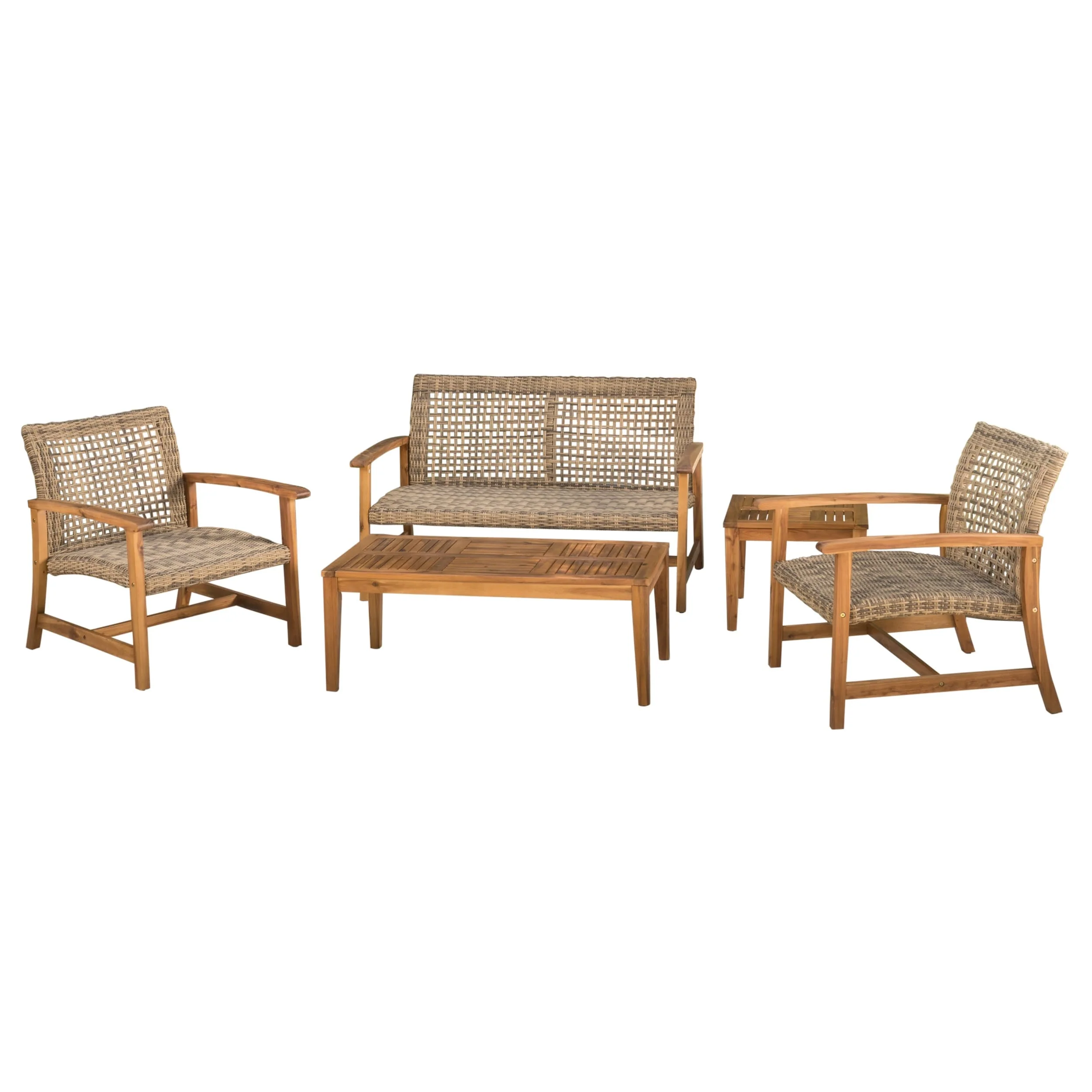 Hampton Outdoor 4-piece Acacia Chat Set by Christopher Knight Home