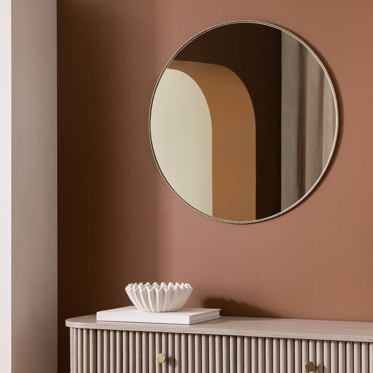 Habitat Gold Rope Twist Round Wall Mirror - 60x60cm
