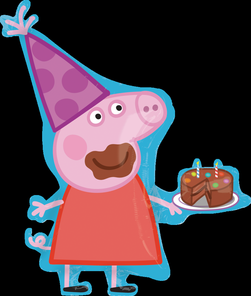 Nickelodeon Peppa Pig Satin Foil Balloon, Pink/Red, 33-in, Helium Inflation & Ribbon Included for Birthday Party