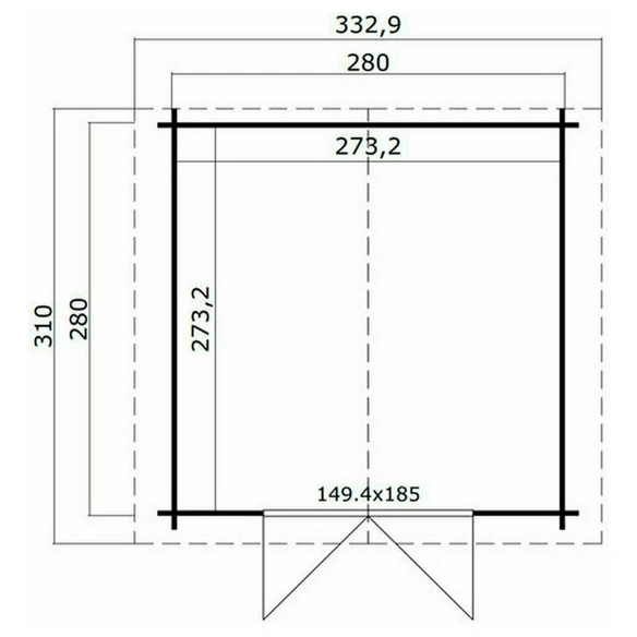 Gartenhaus »Australien«, Holz, BxHxT: 332,9 x 222 x 310 cm (Außenmaße)