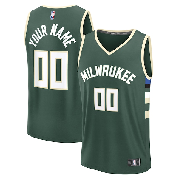 Milwaukee Bucks  Youth Fast Break Custom Replica Jersey - Green  - Icon Edition