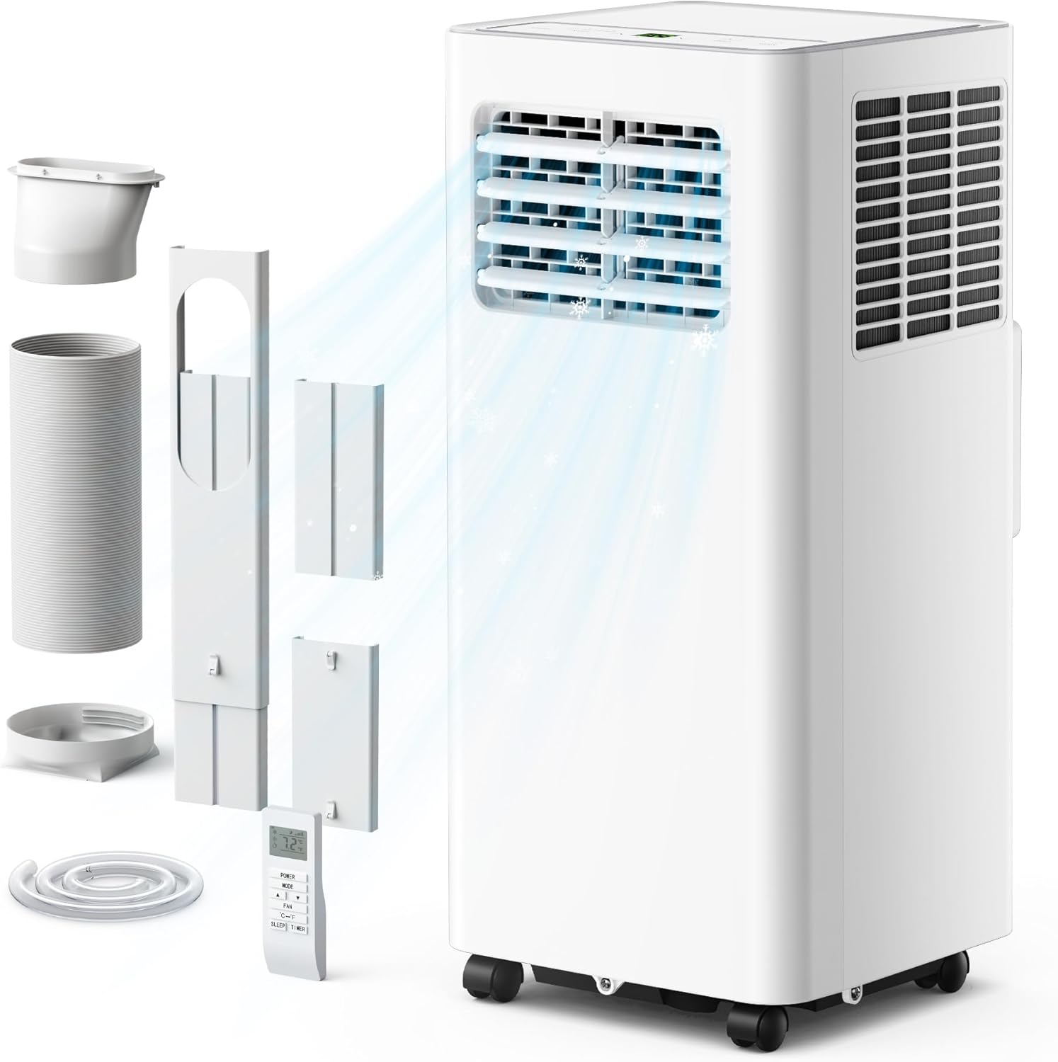 EUHOMY 8000 Btu Portable Air Conditioners, 3 in 1 Portable AC with Cool, Dry, Fan Modes, Quiet Air Conditioners with 24H Timer & Sleep Modes, with Remote, for Bedroom, Apartments up to 350 Sq.Ft