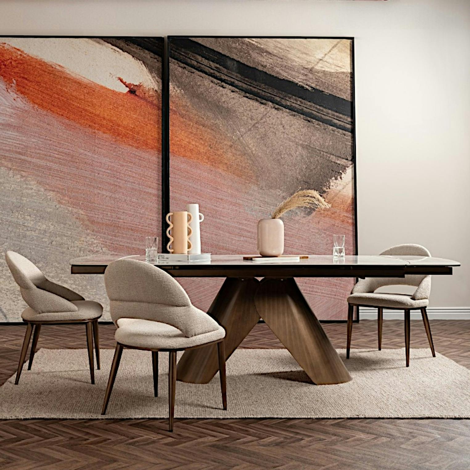 Table en céramique blanche 180-260 cm SEMPIONE