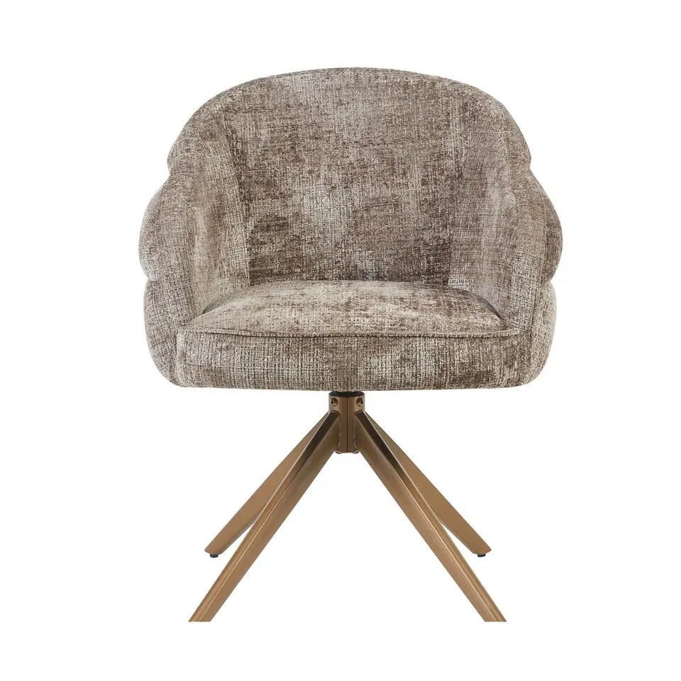 Eetkamerstoel Taupe/Brons - Draaibaar - Bella - Set van 2