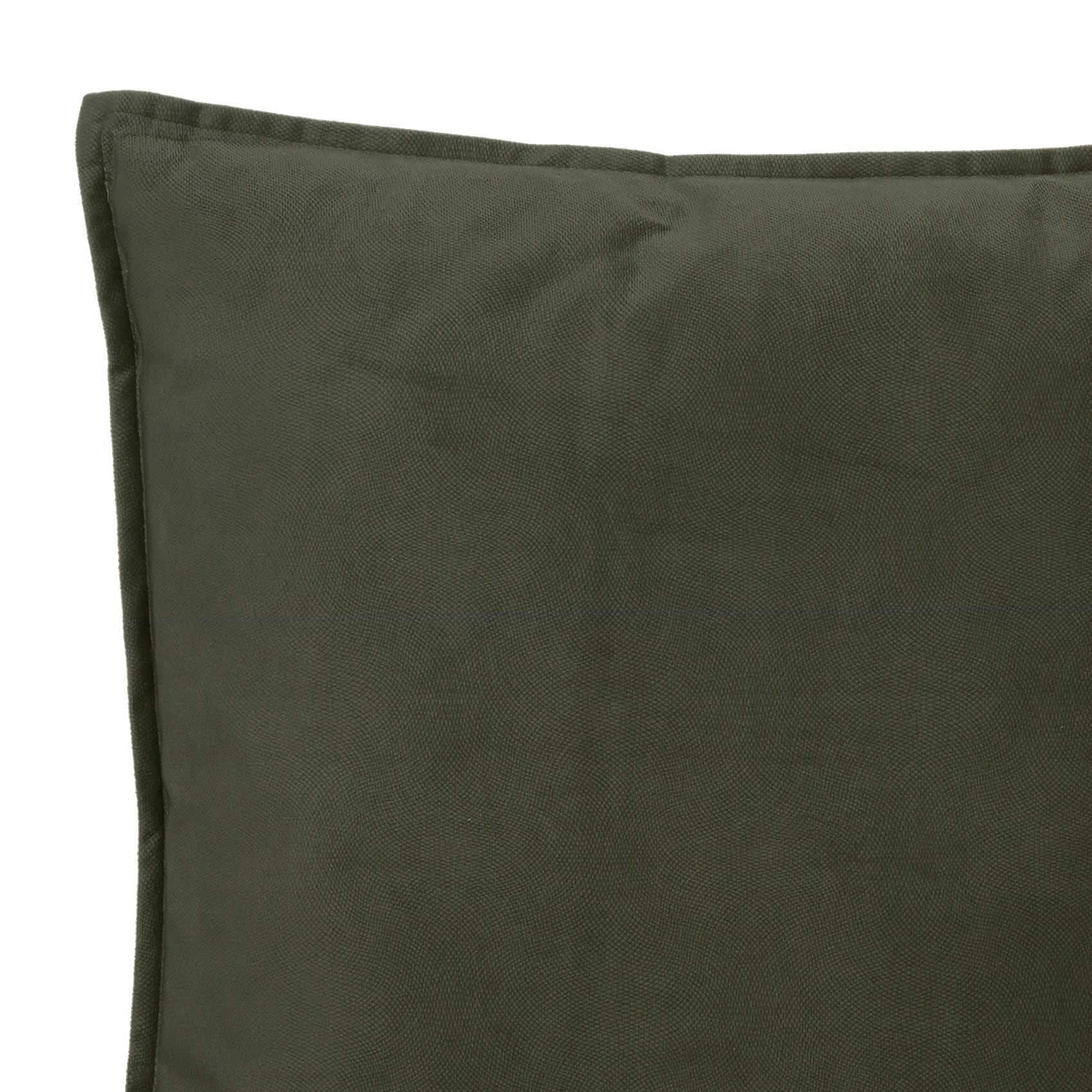 - Coussin déhoussable en velours polyester/velours vert olive 45x45 cm