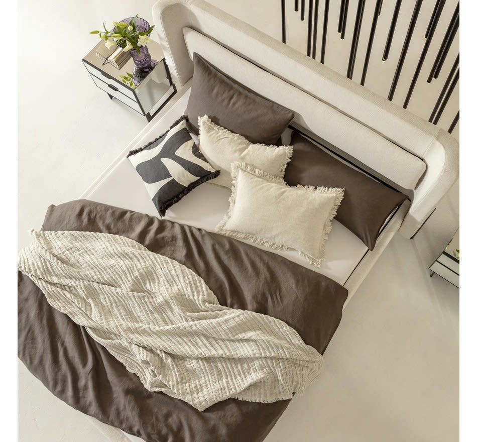 TIVOLI - Lit 180x200 en tissu écru