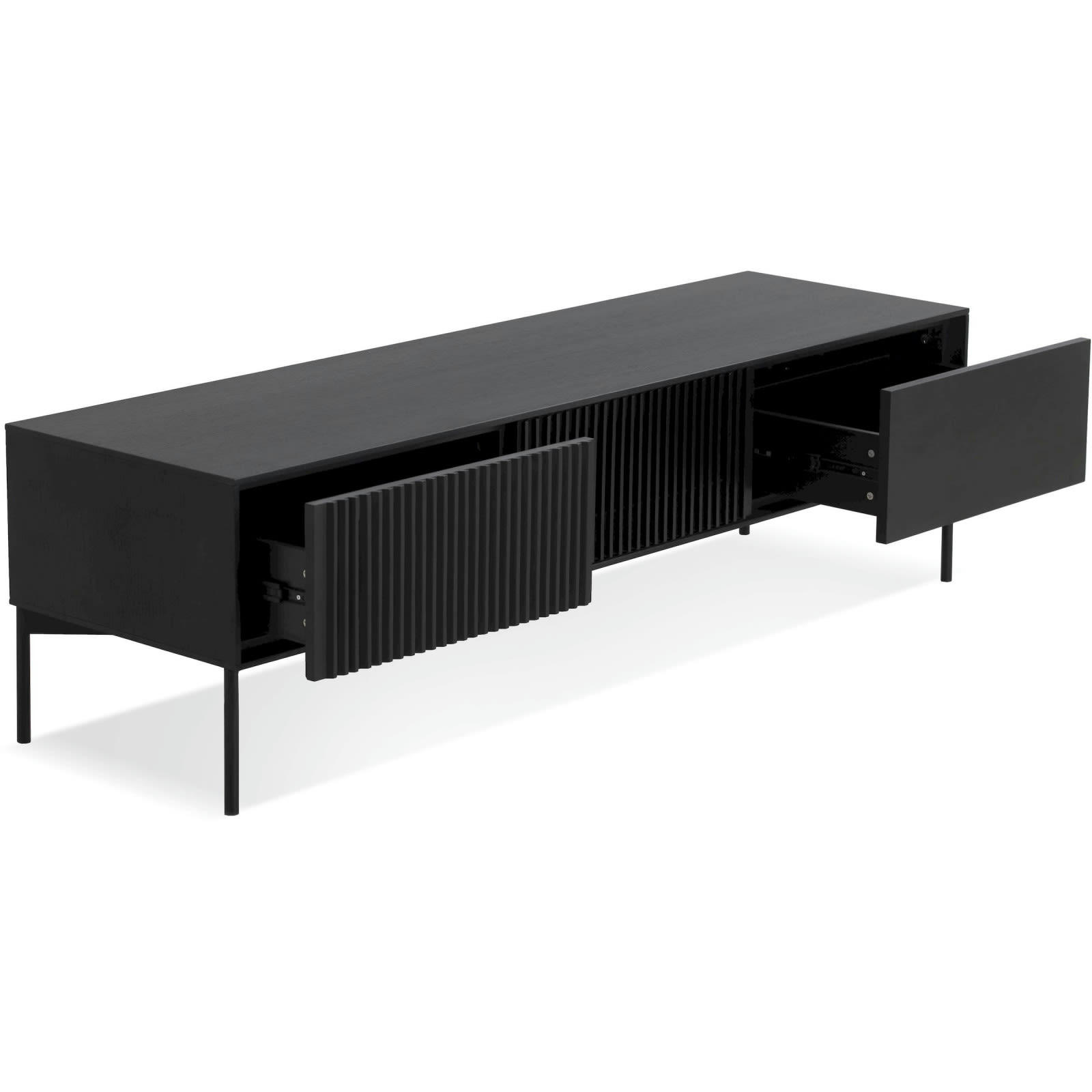 ACONIT - Meuble TV Bois Chêne Noir