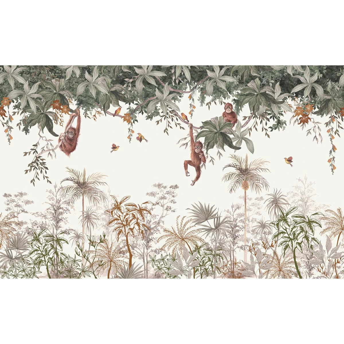 UTAN - Papier peint panoramique jungle, marron 4m x 2,48m