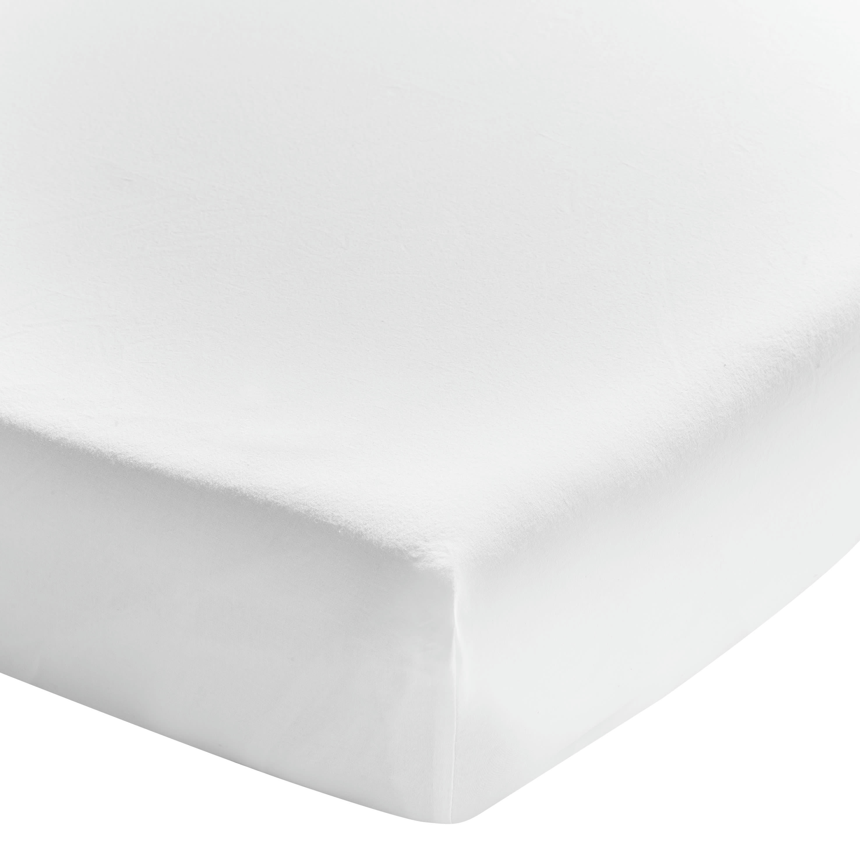 SOFT LINE - Drap housse uni en coton lavé blanc 140x200