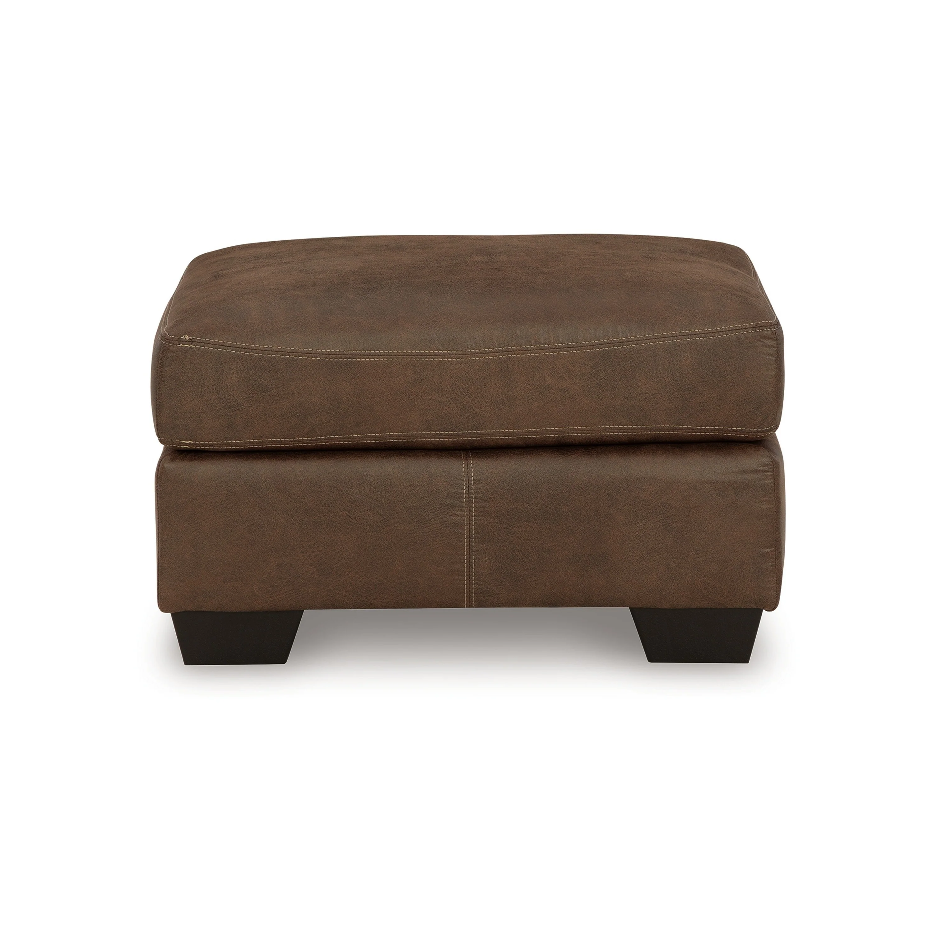 Limu Ottoman, 23x30 Inch, Corner Block, Classic Brown Faux Leather