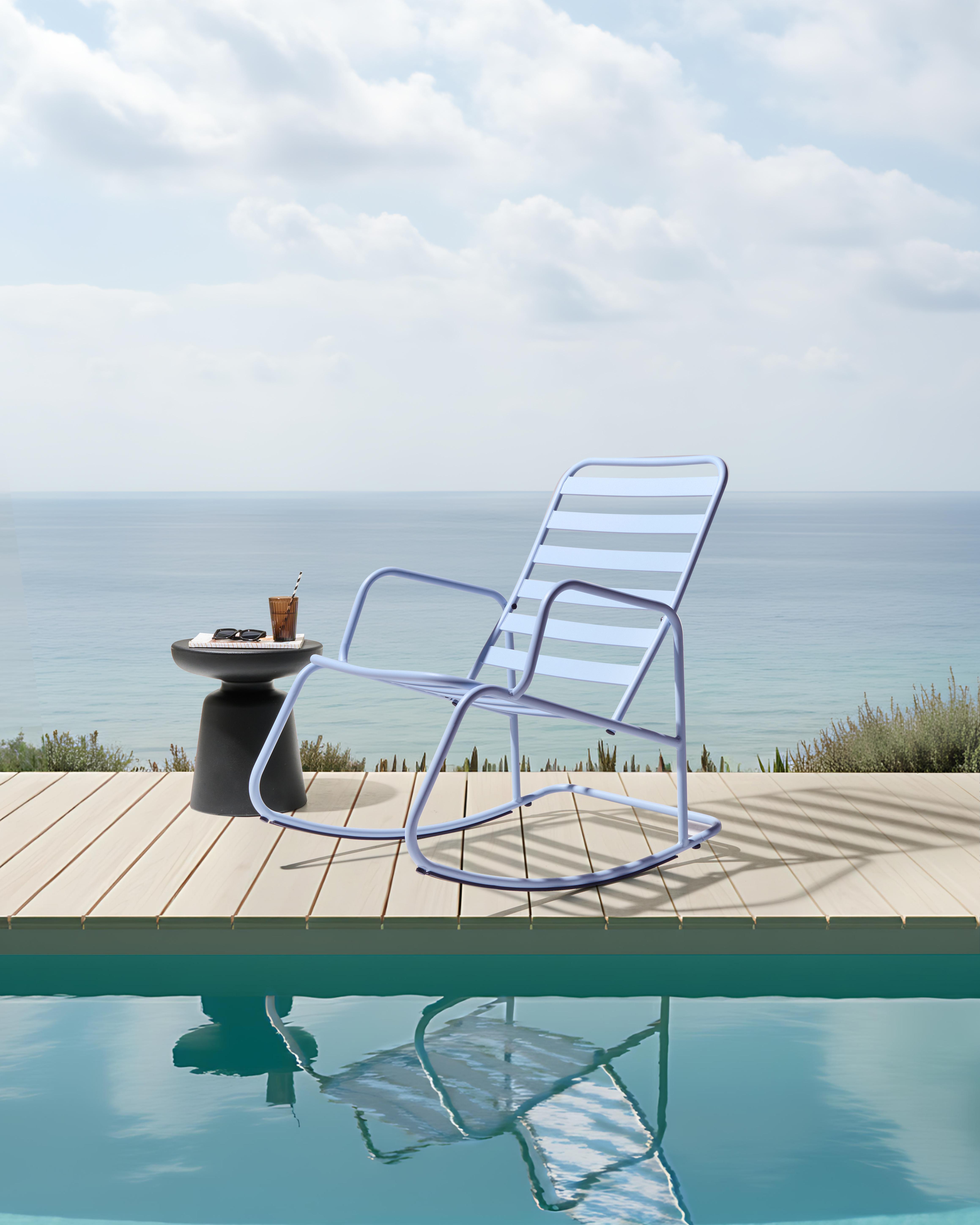 Garden Rocking Chair TURI Metal Light Blue