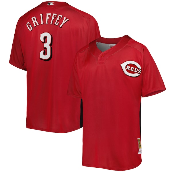 Ken Griffey Jr. Cincinnati Reds Cooperstown Collection Mesh Batting Practice Button-Up Jersey - Red
