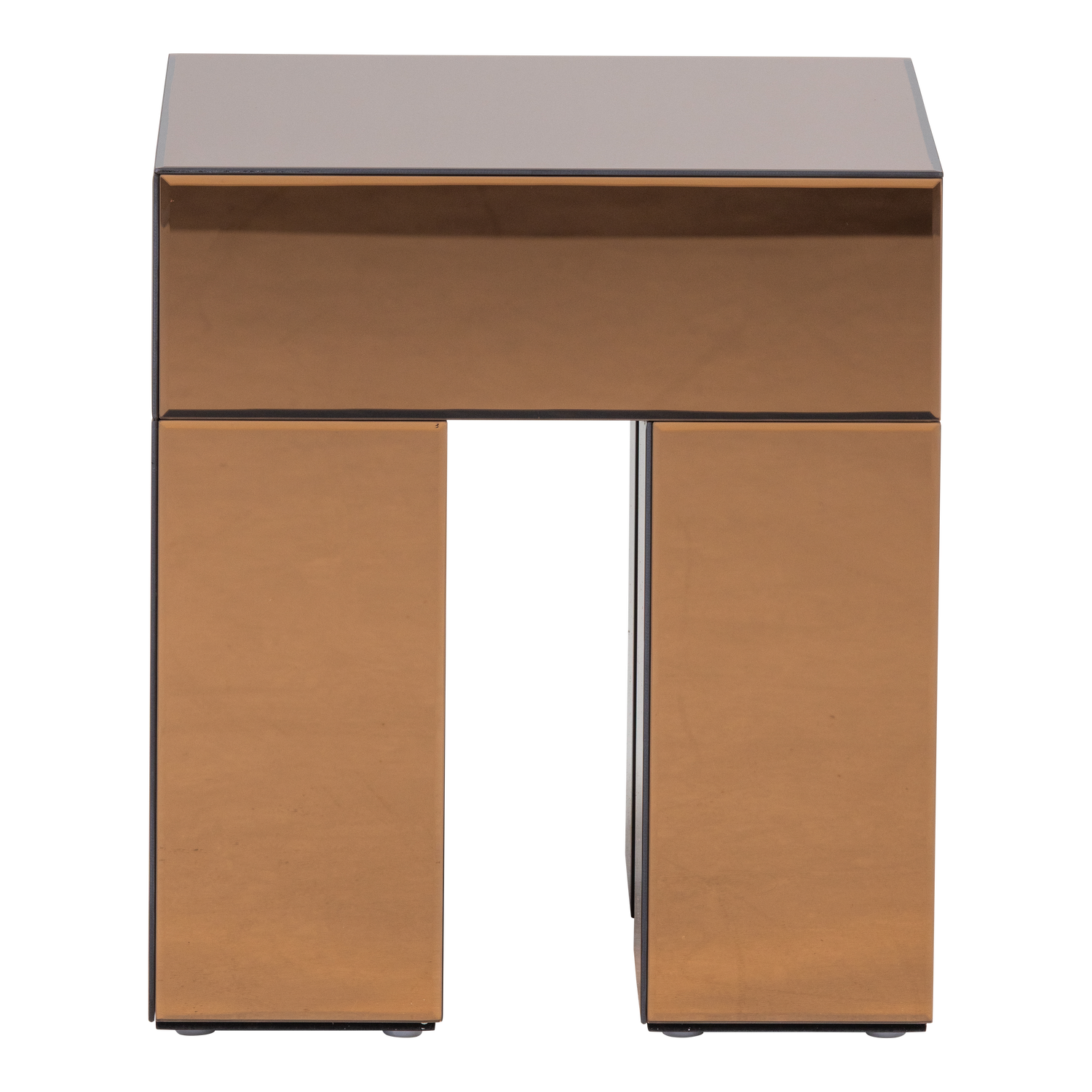 WOOOD bijzettafel Mirrox - Hout/Spiegelglas - Bruin - 50x45x45