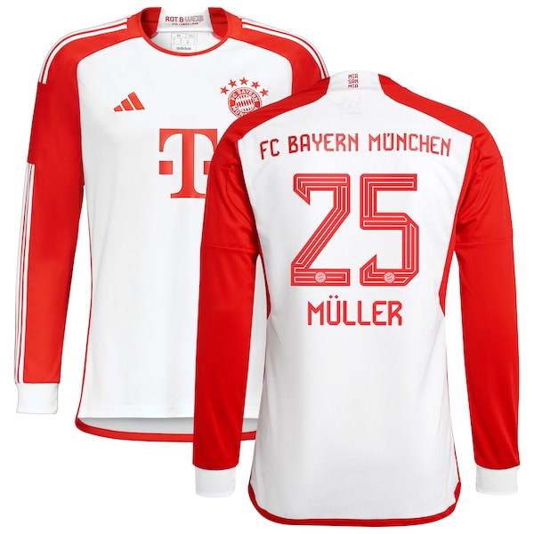 Thomas Müller Bayern Munich adidas 2023/24 Home Replica Long Sleeve Jersey - White