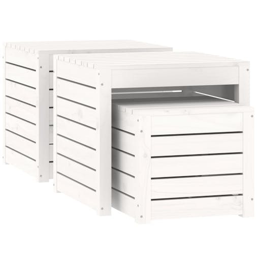 NNEVL 3 Piece Garden Box Set White Solid Wood Pine