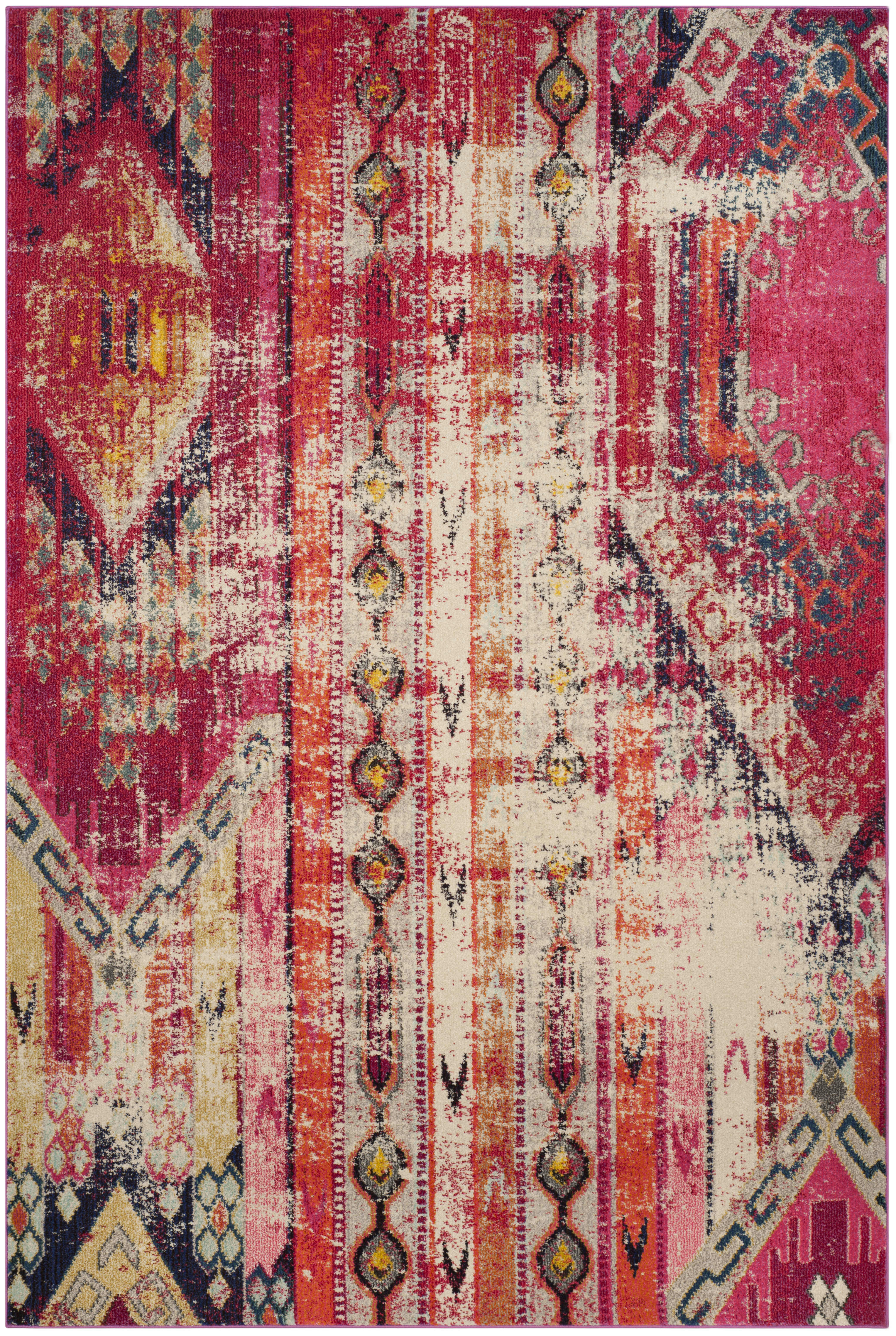 MONACO - Tapis de salon interieur en magenta & multi, 91 x 152 cm