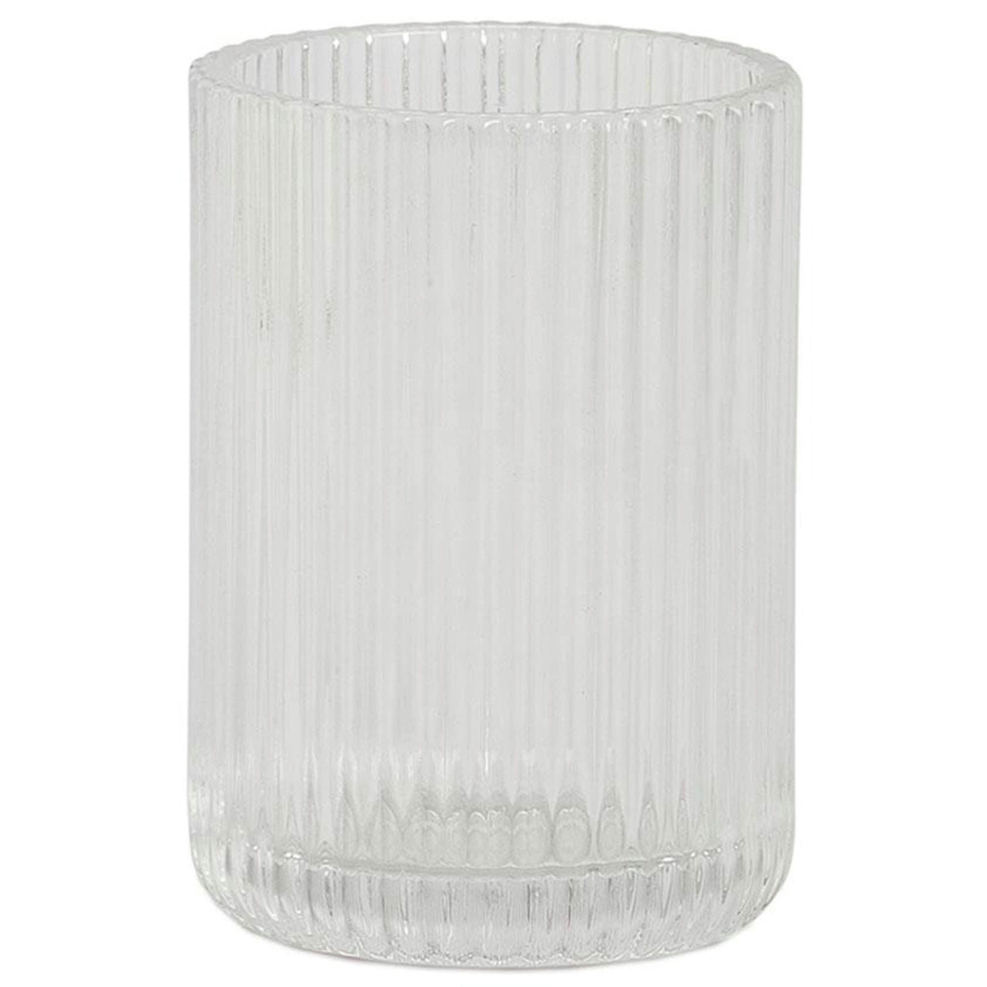 - Porte brosse à dents en verre strié 7.5x7.5x10.5cm