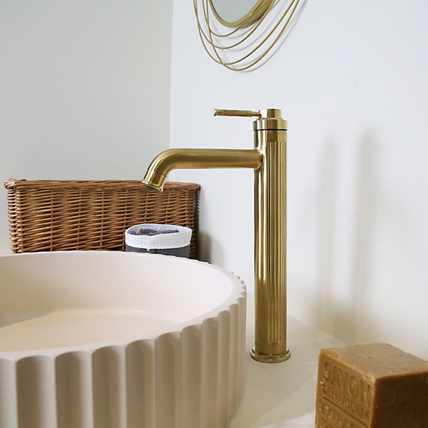 Mitigeur de lavabo haut Or brossé Essebagno Art Deco