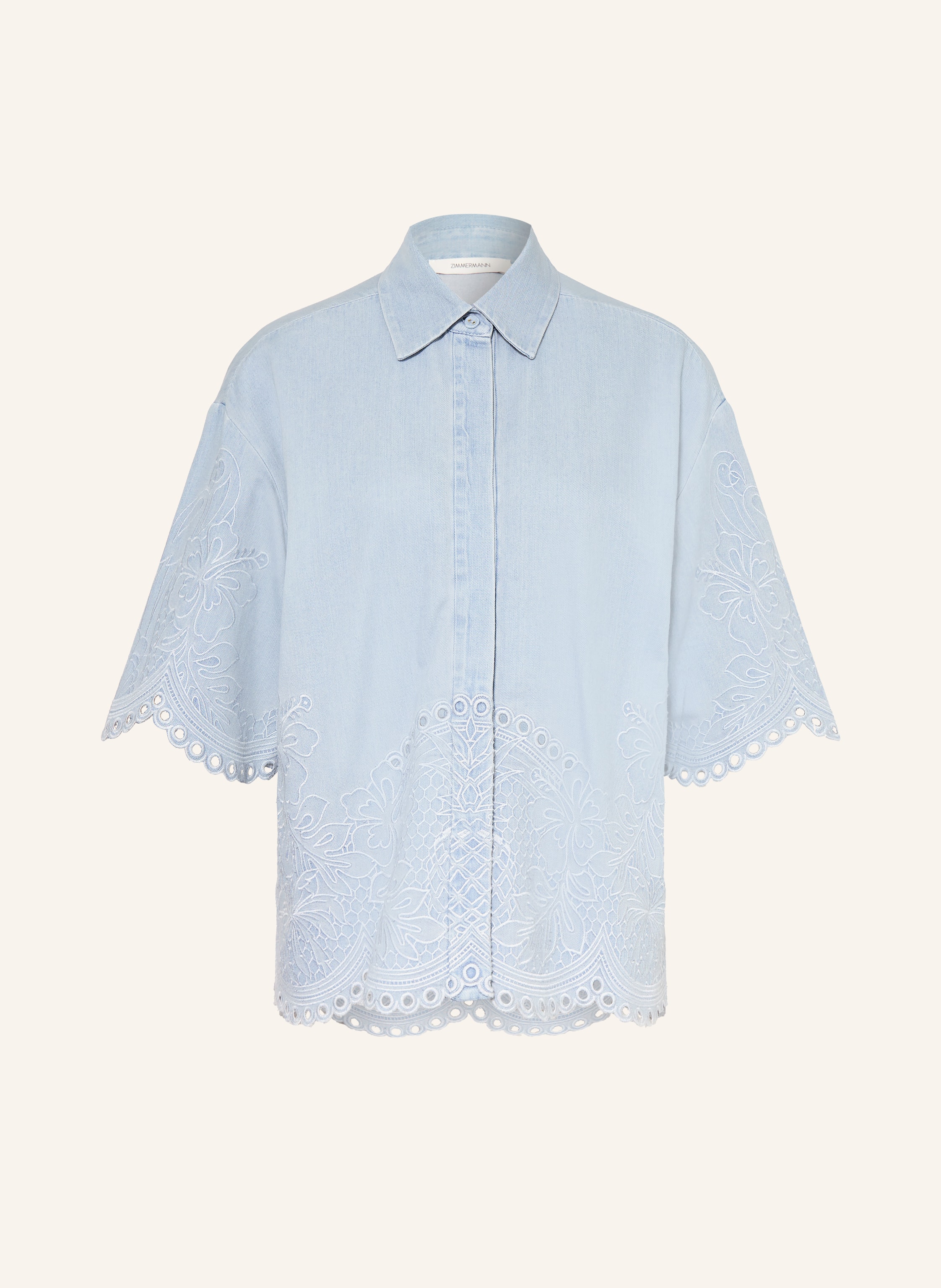 ZIMMERMANN Blusenshirt DAYLIGHT in Jeansoptik mit Lochspitze