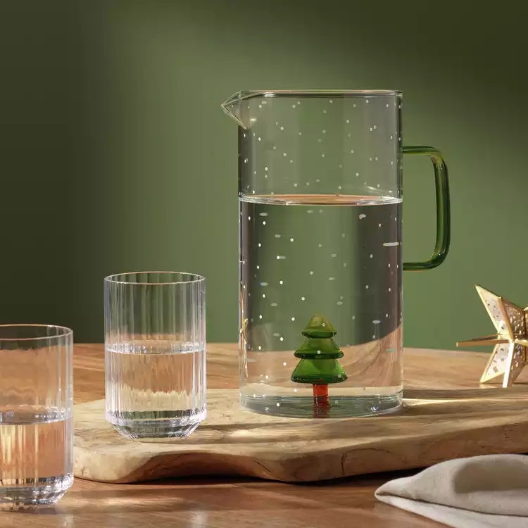 Habitat 3D Xmas Tree Glass Jug - White