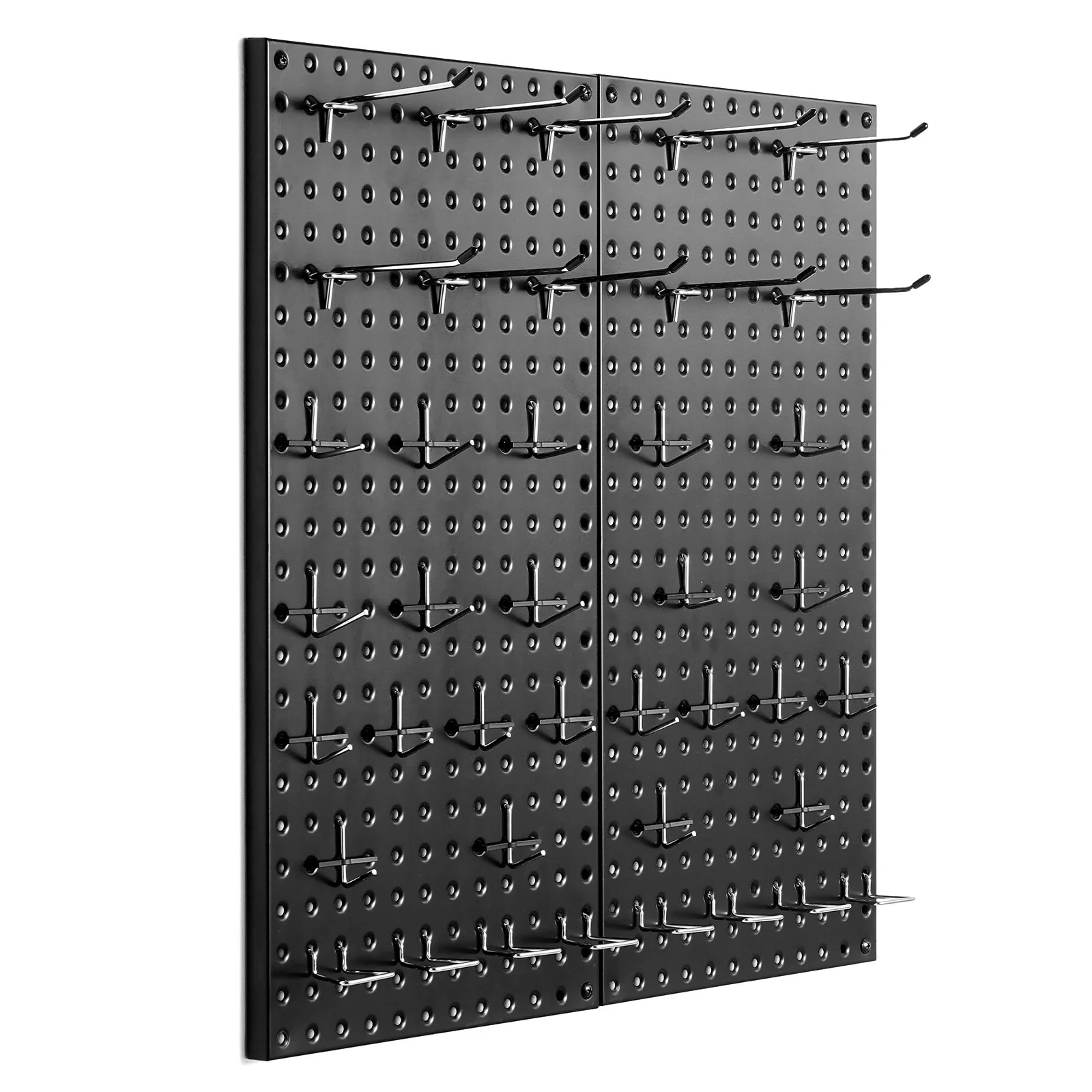 Black Steel Pegboard Panel, Rustproof for Garage Tool Storage