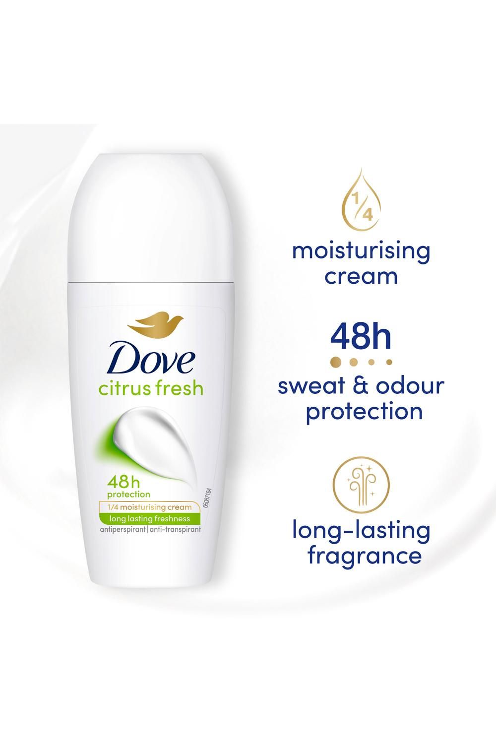 Dove Citrus Fresh Roll On Anti-Perspirant 48H Odour Protection 50ml, 6Pk