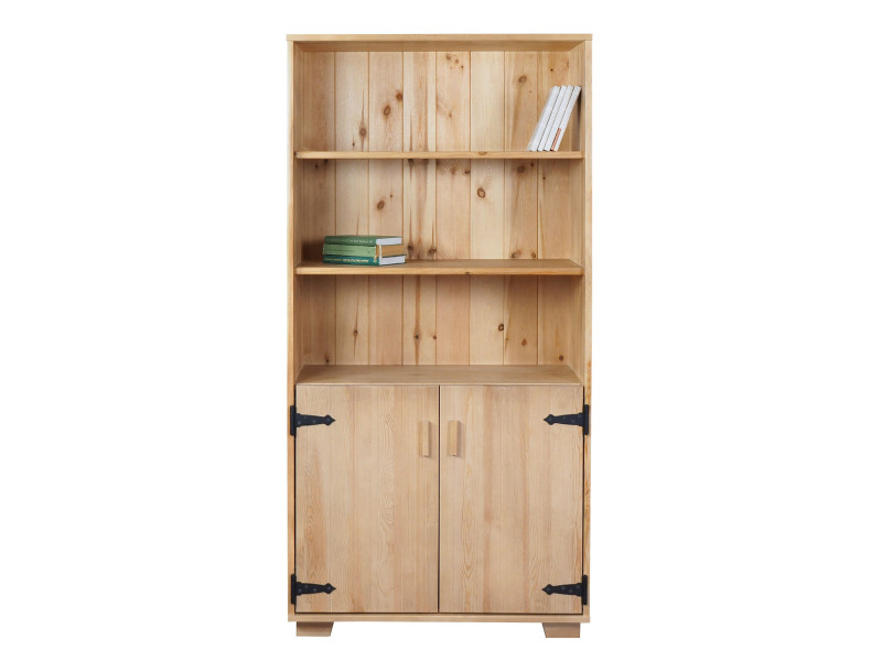 Regał drewniany z drzwiczkami II NATURAL WOOD, kolor dębowy