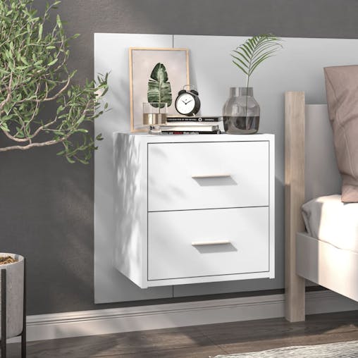 NNEVL Wall-mounted Bedside Cabinets 2 pcs High Gloss White