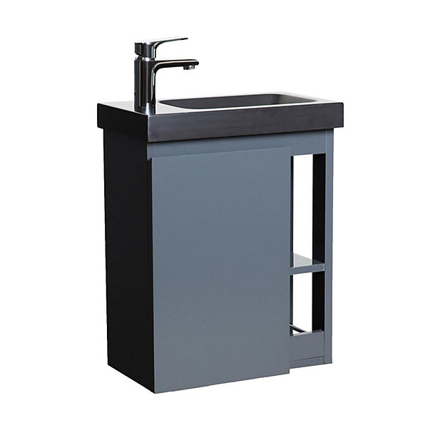 Ensemble lave-mains HAMPTON avec rangement latéral et robinet noir