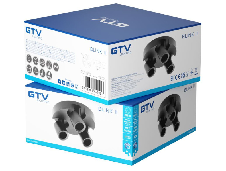Oprawa sufitowa BLINK II czarna potrójna 3x20W GU10 IP20 250V