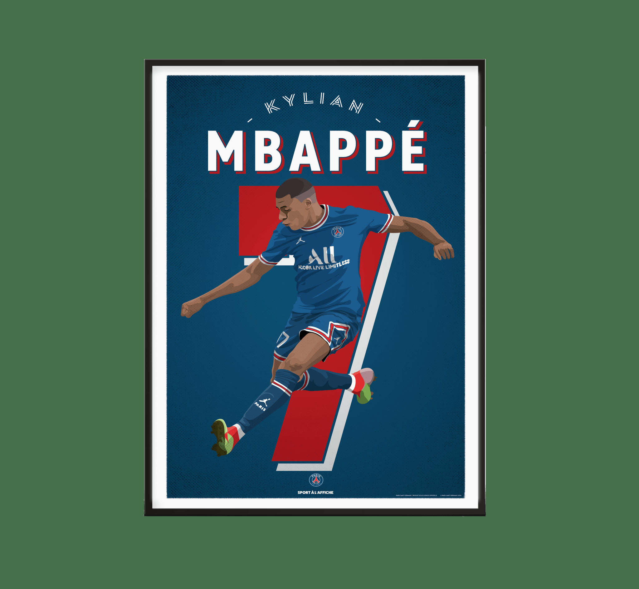 PSG - Affiche Football PSG - Illustration Kylian Mbappé 40 x 60 cm