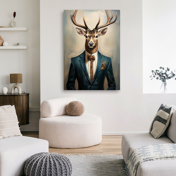 Feeby Obraz na płótnie, Jeleń Biznesmen Abstrakcja Vintage 40x60