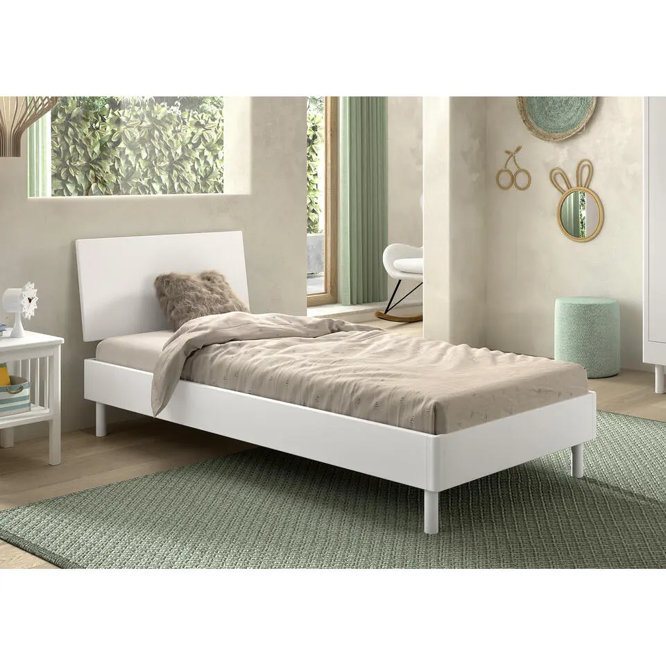 Eenpersoonsbed Forrest 90x200cm - massief beukenhout - wit