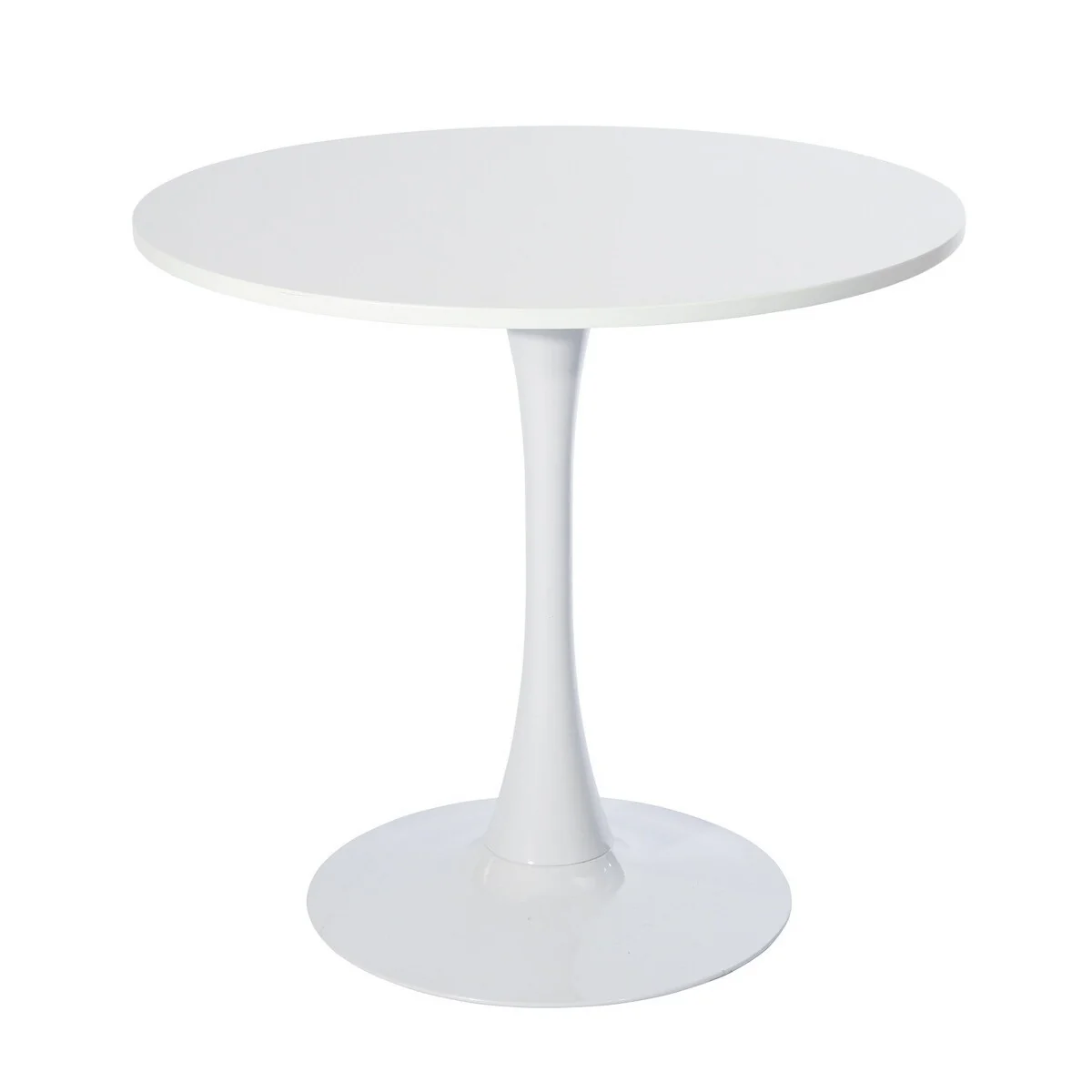Homy Casa Modern 3-Piece Dining Set with White Round Tulip Table and Upholstered Chairs