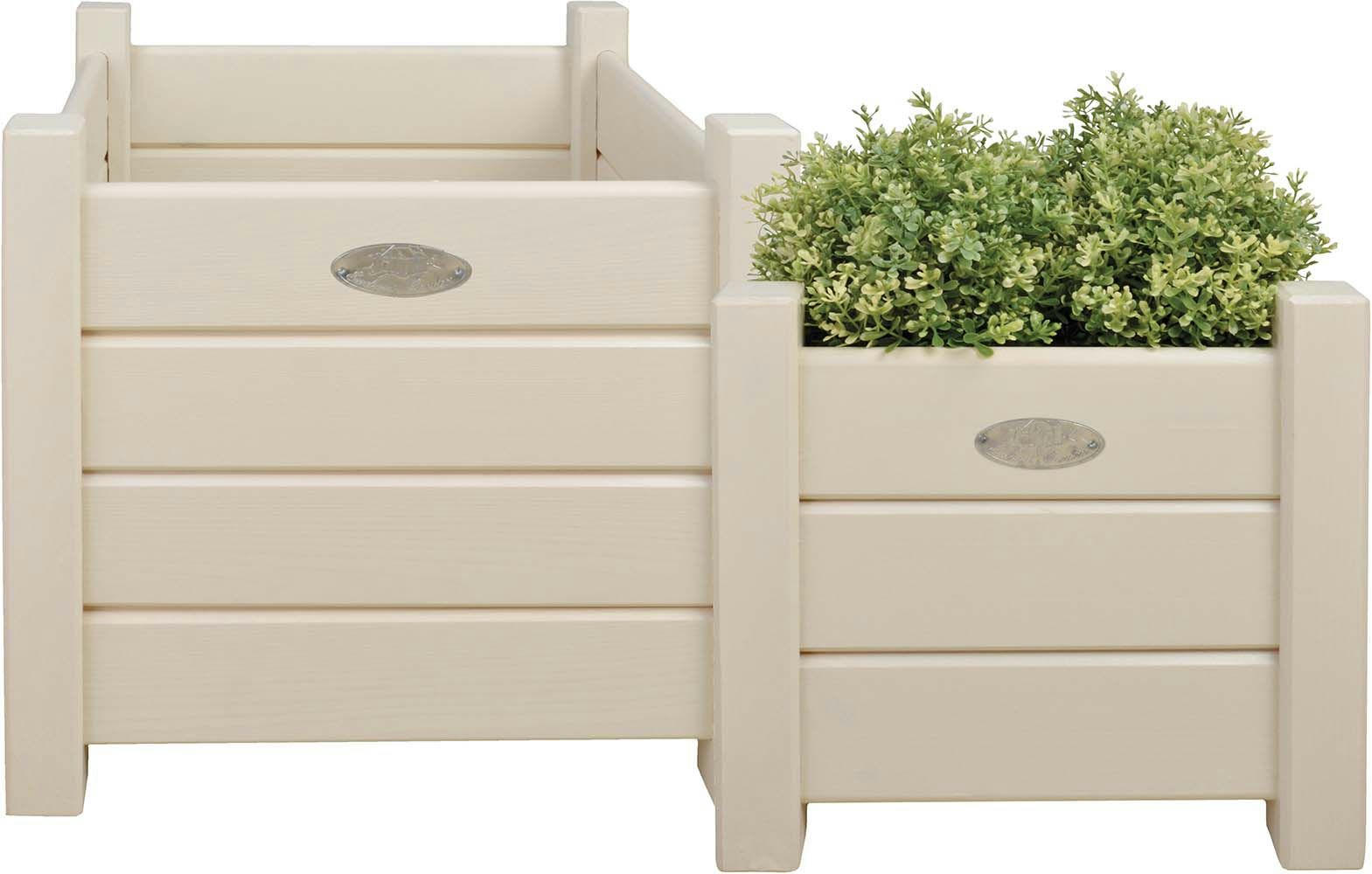 - Bacs à fleurs carrés en pin (lot de 2) blanc