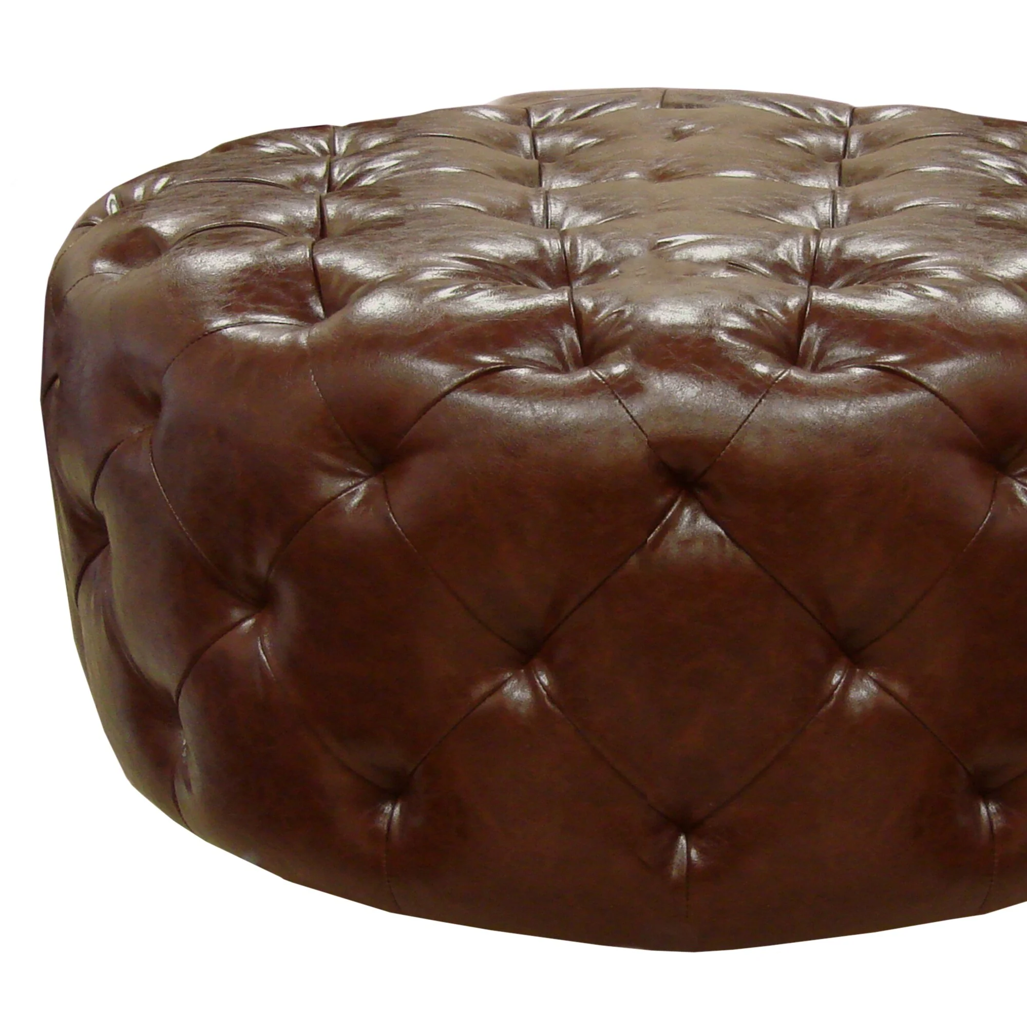 Armen Living Victoria Ottoman In Brown Bonded Leather