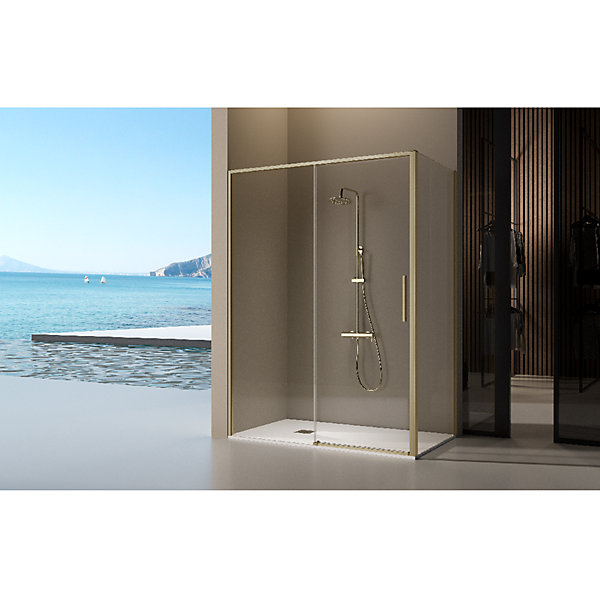 Panneau de douche lateral fixe pour paroi de douche DELTA or brosse 66.5-69 cm